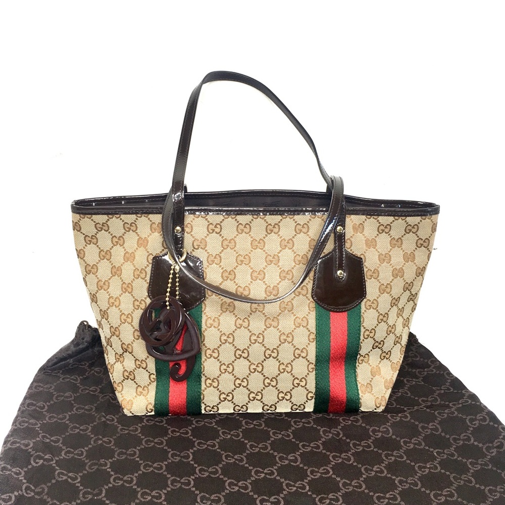 Authentic Gucci brown monogram canvas tote bag